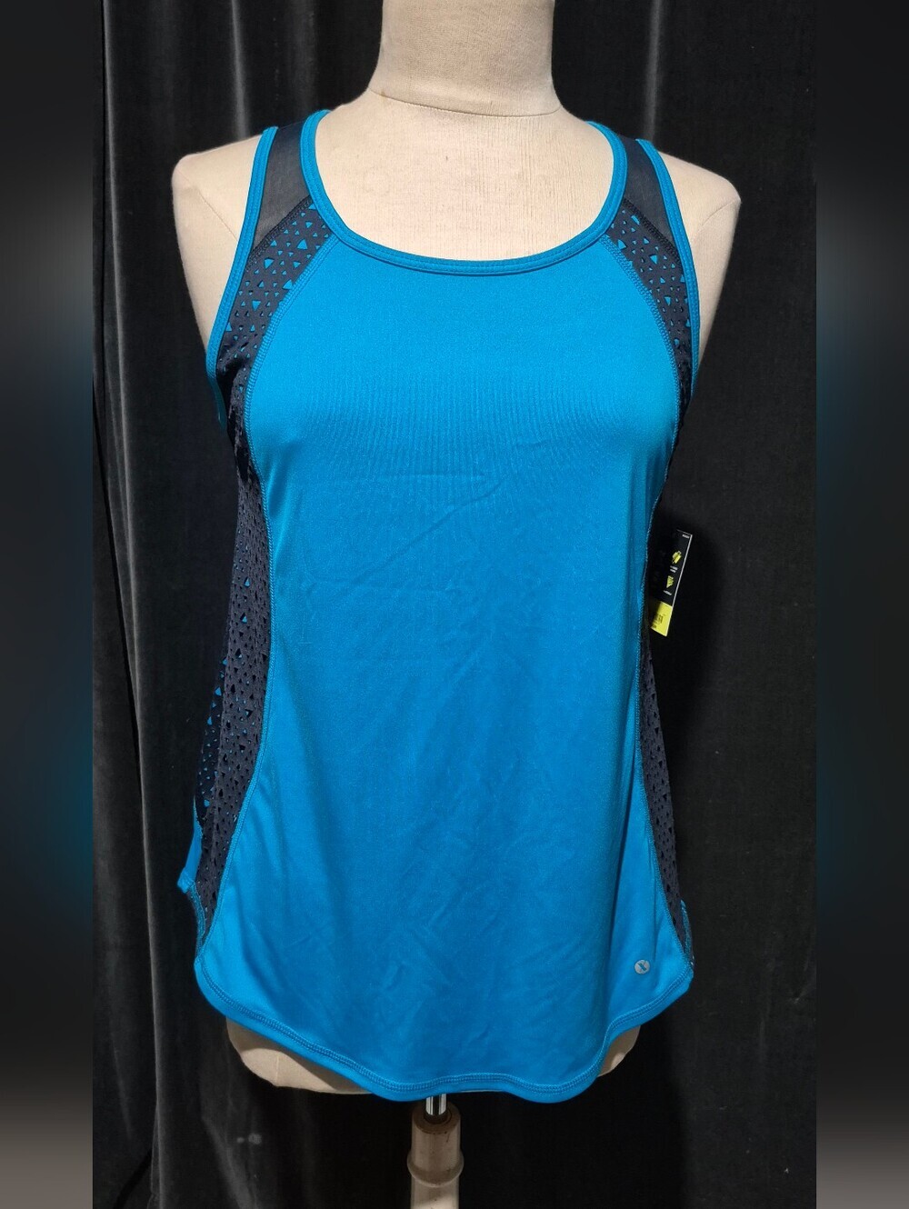 Xersion Teal Blue Racerback Athletic Tank with Charcoal Mesh